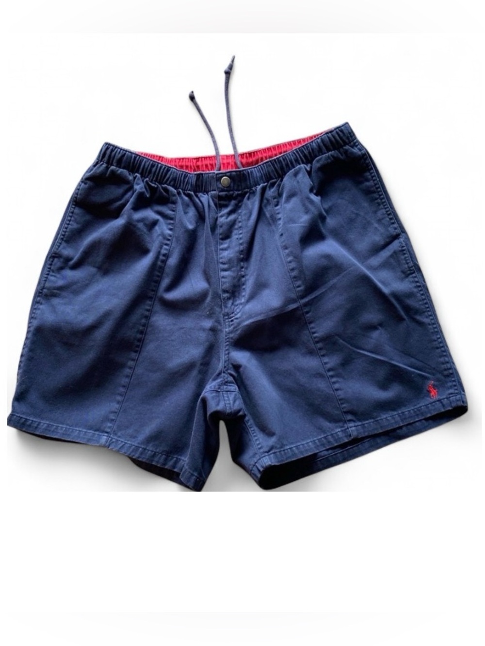 Polo Ralph Lauren Men’s XXL Navy Blue Cotton Shorts Elastic Waist Red Logo
